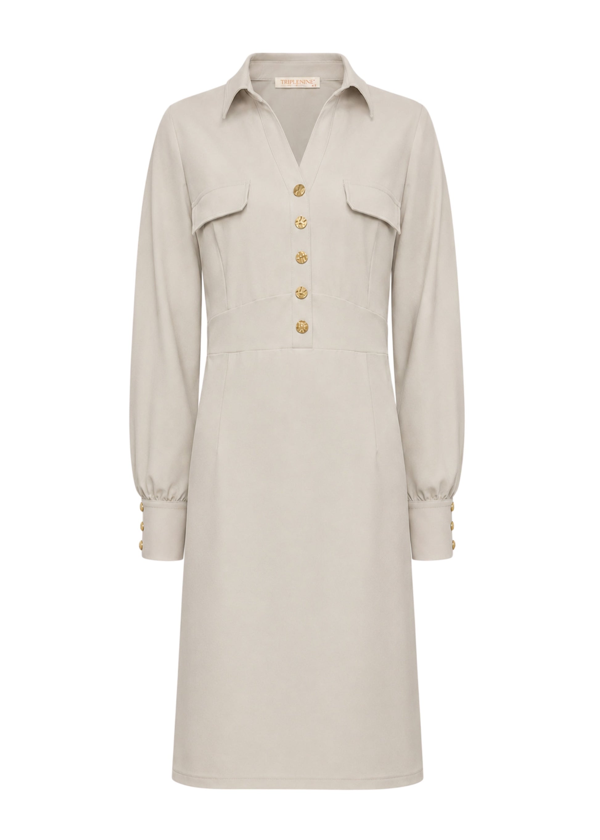 Triple Nine - Travel Jurk Melin Beige - 51810 - Peet kleding