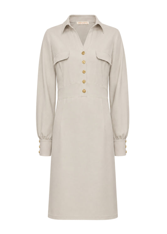 Triple Nine - Travel Jurk Melin Beige - 51810 - Peet kleding