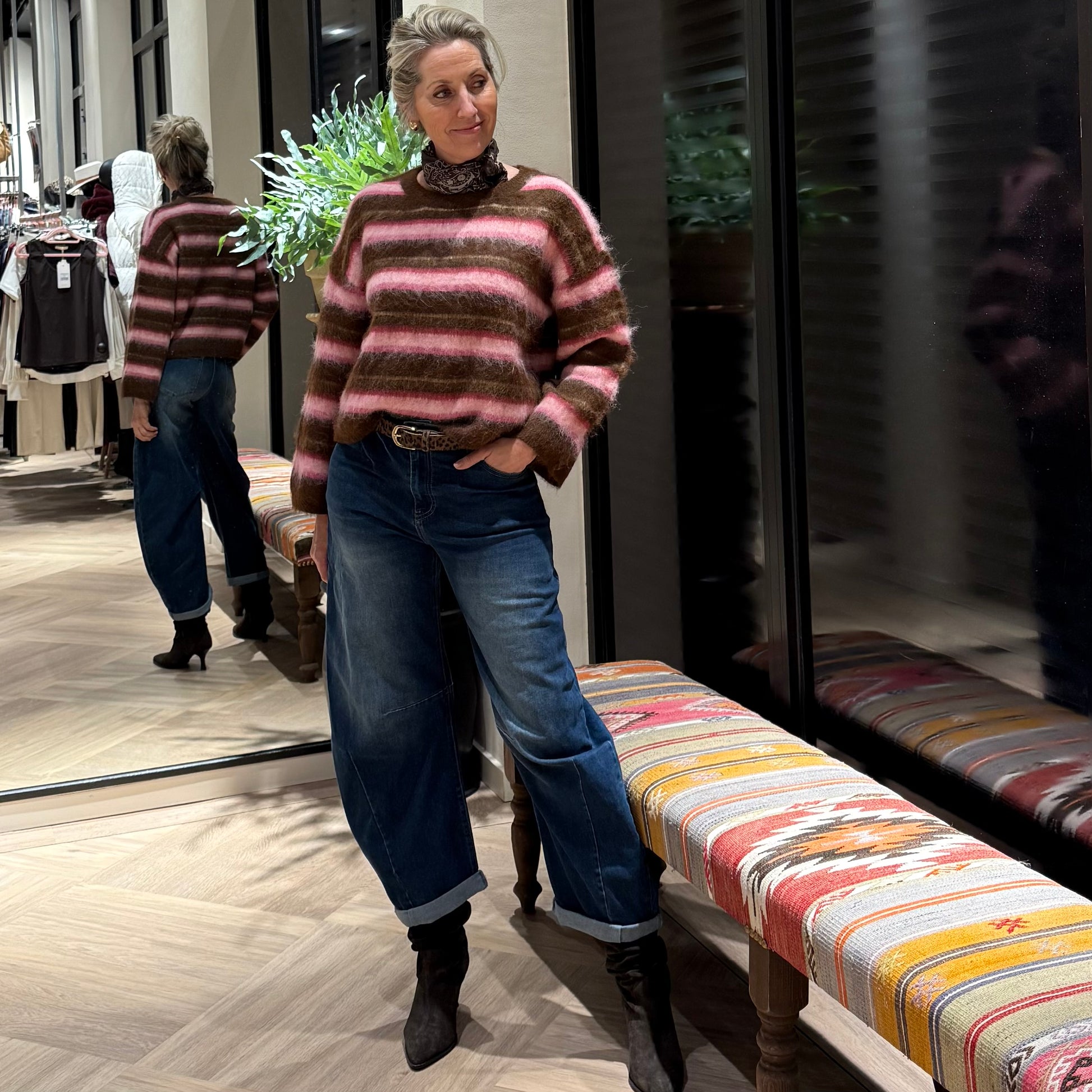 Azzurro Trui Stripes Roze - Peet kleding