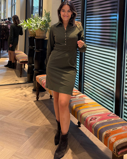 Triple Nine - Travel Jurk Marin Olijfgroen - 51839 - Peet kleding