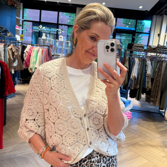 Vest Blanca Embroid Zand - Peet kleding