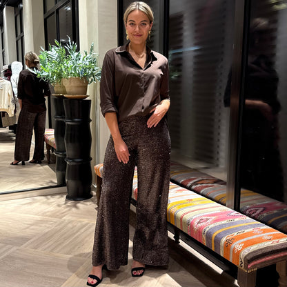 Blouse Lisa Bruin Schitter - Peet kleding