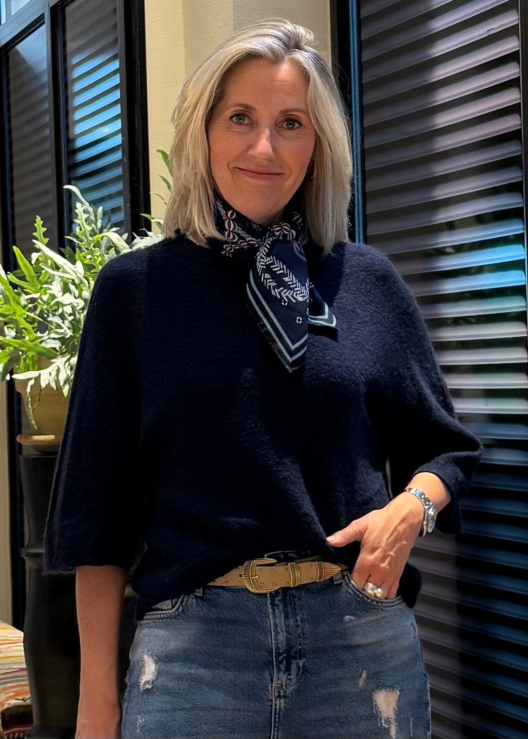 Alpaca Top Silvi Navy - Peet kleding