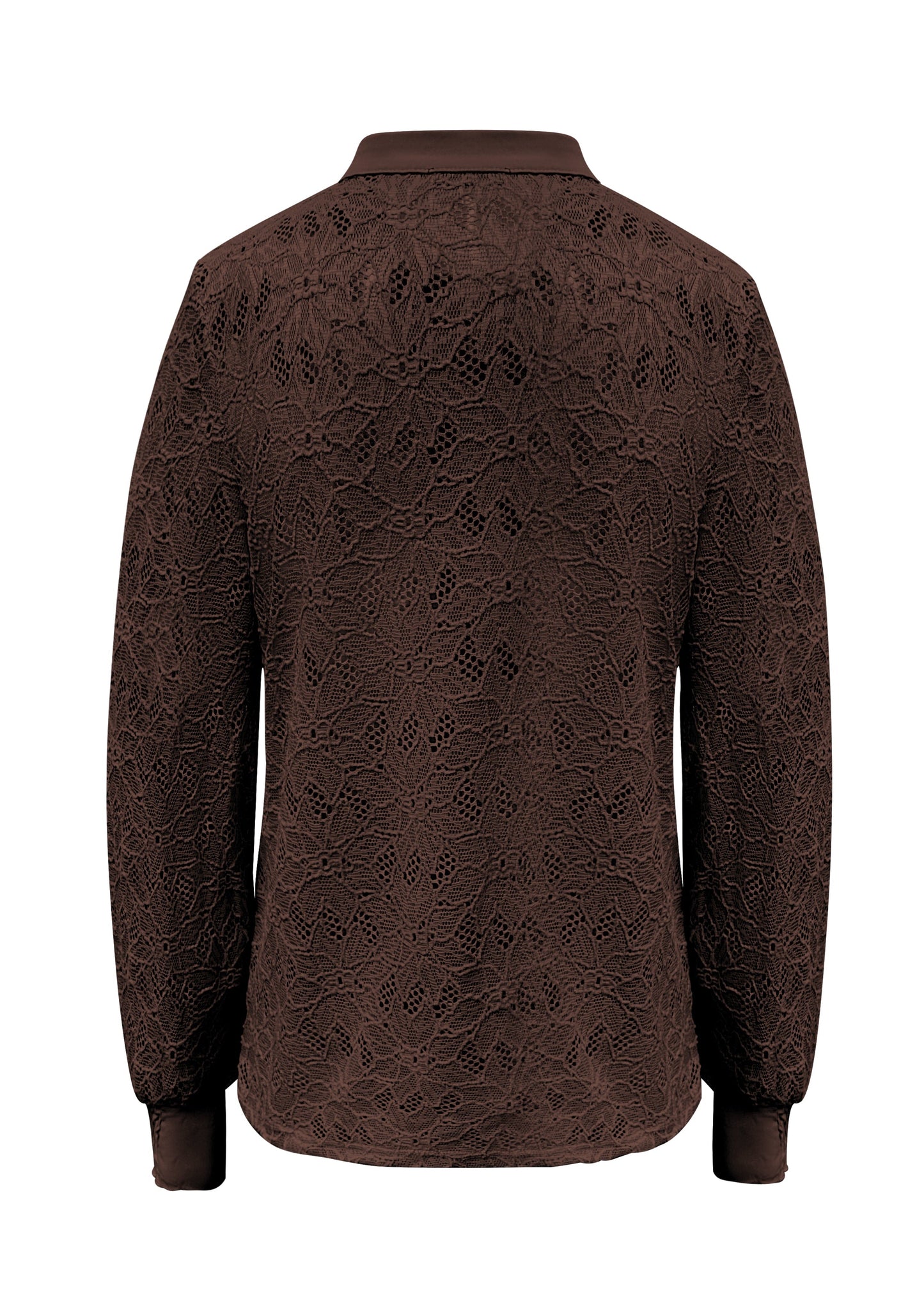 Triple Nine - Lace Blouse Mandarin Donkerbruin - 5946 - Peet kleding