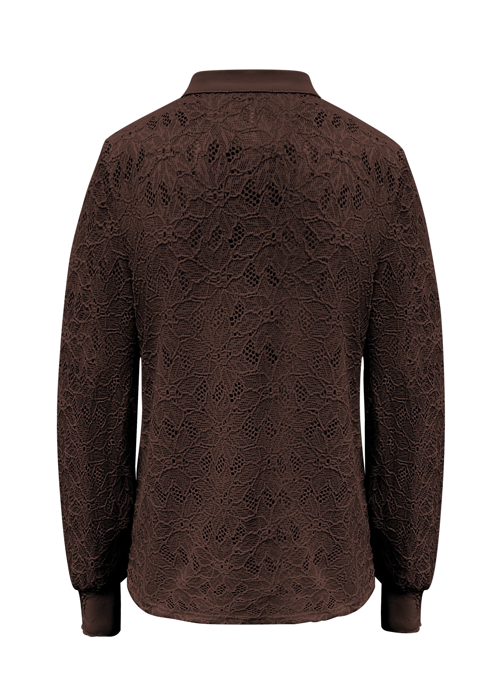 Triple Nine - Lace Blouse Mandarin Donkerbruin - 5946 - Peet kleding