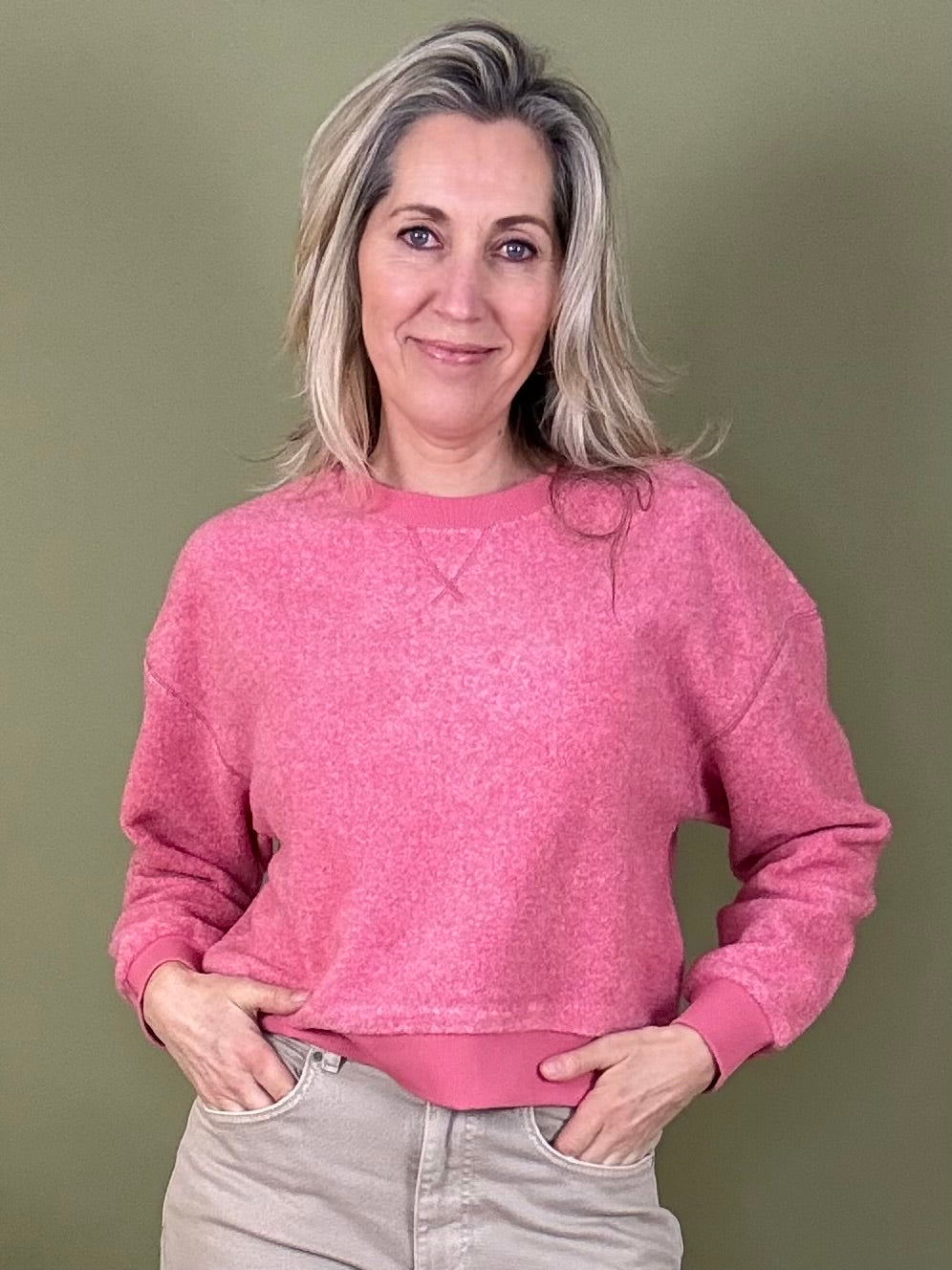 Yaya Teddy Sweater Roze - Peet kleding