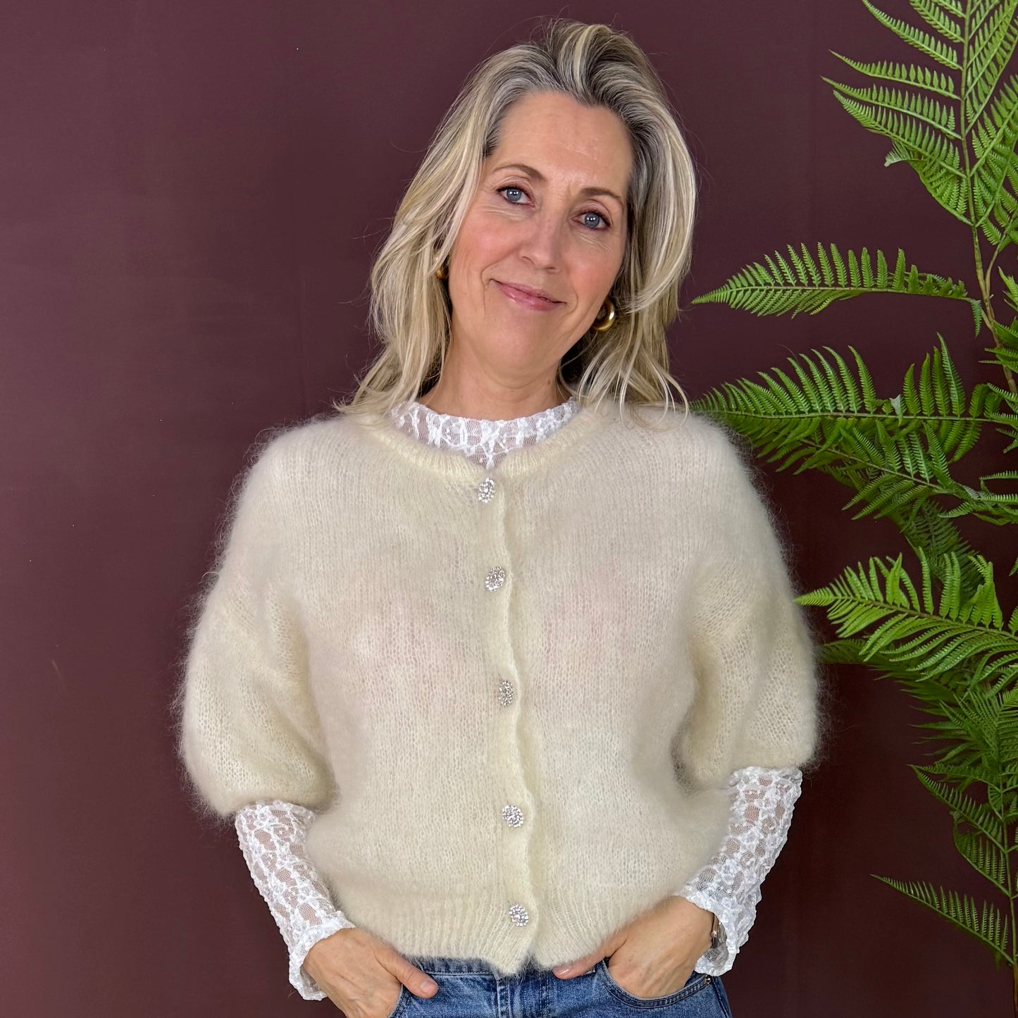 Mohair Vest Jip Offwhite - Peet kleding