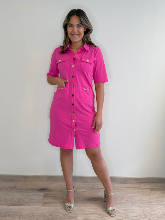 Triple Nine Travel Jurk Rose Fuchsia - 51824 - Peet kleding