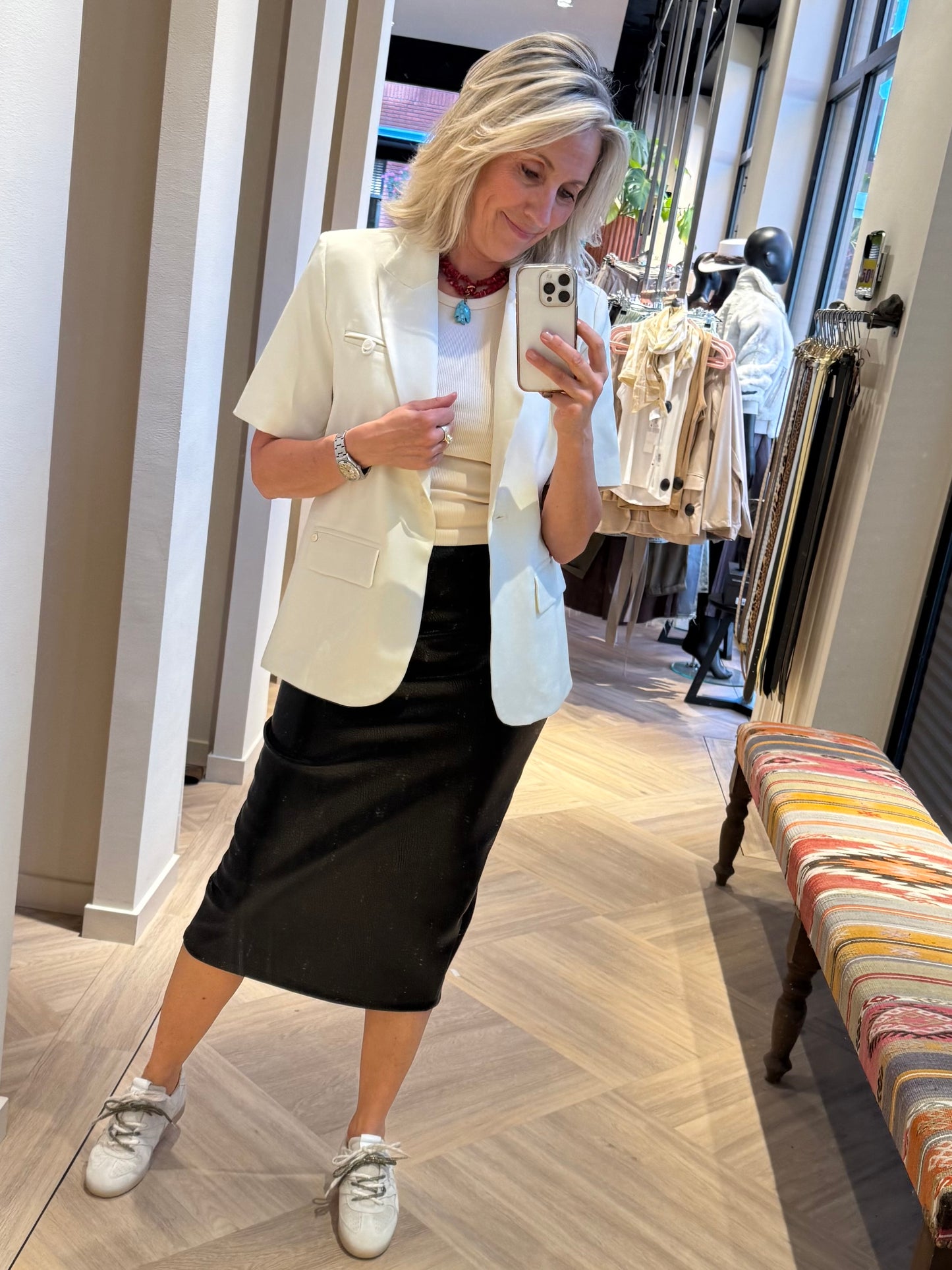 Faux Leather Koker Rok Zwart - Peet kleding