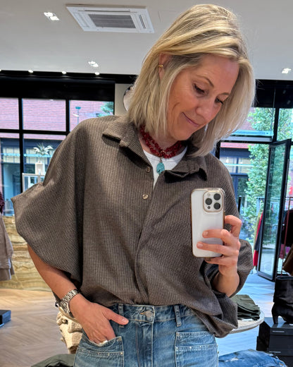 Blouse Roos Ruitjes Bruin - Peet kleding