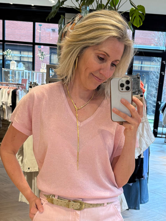 Red Button Top Jerry Roze - Peet kleding