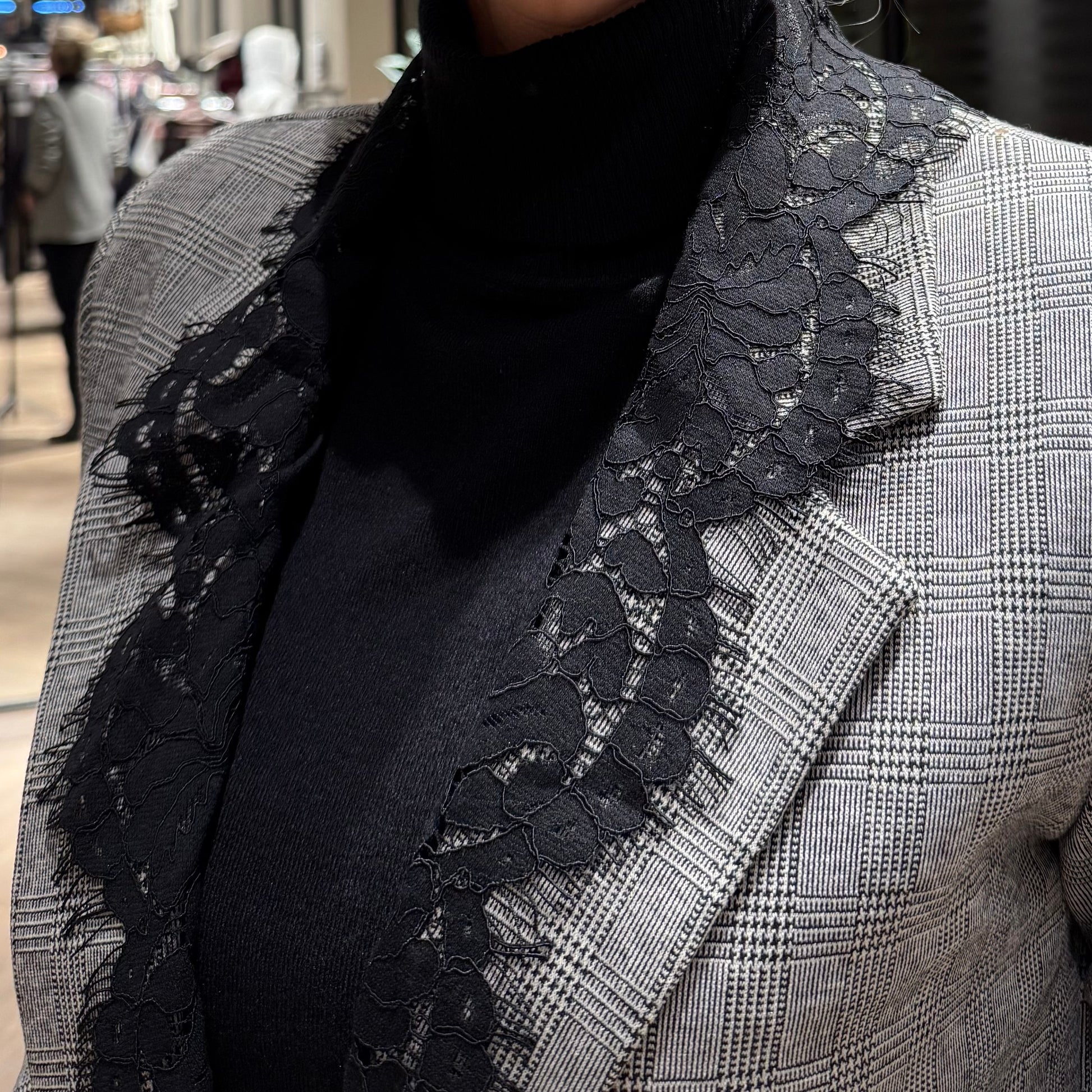 Blazer Grijze Ruit Kant - Peet kleding