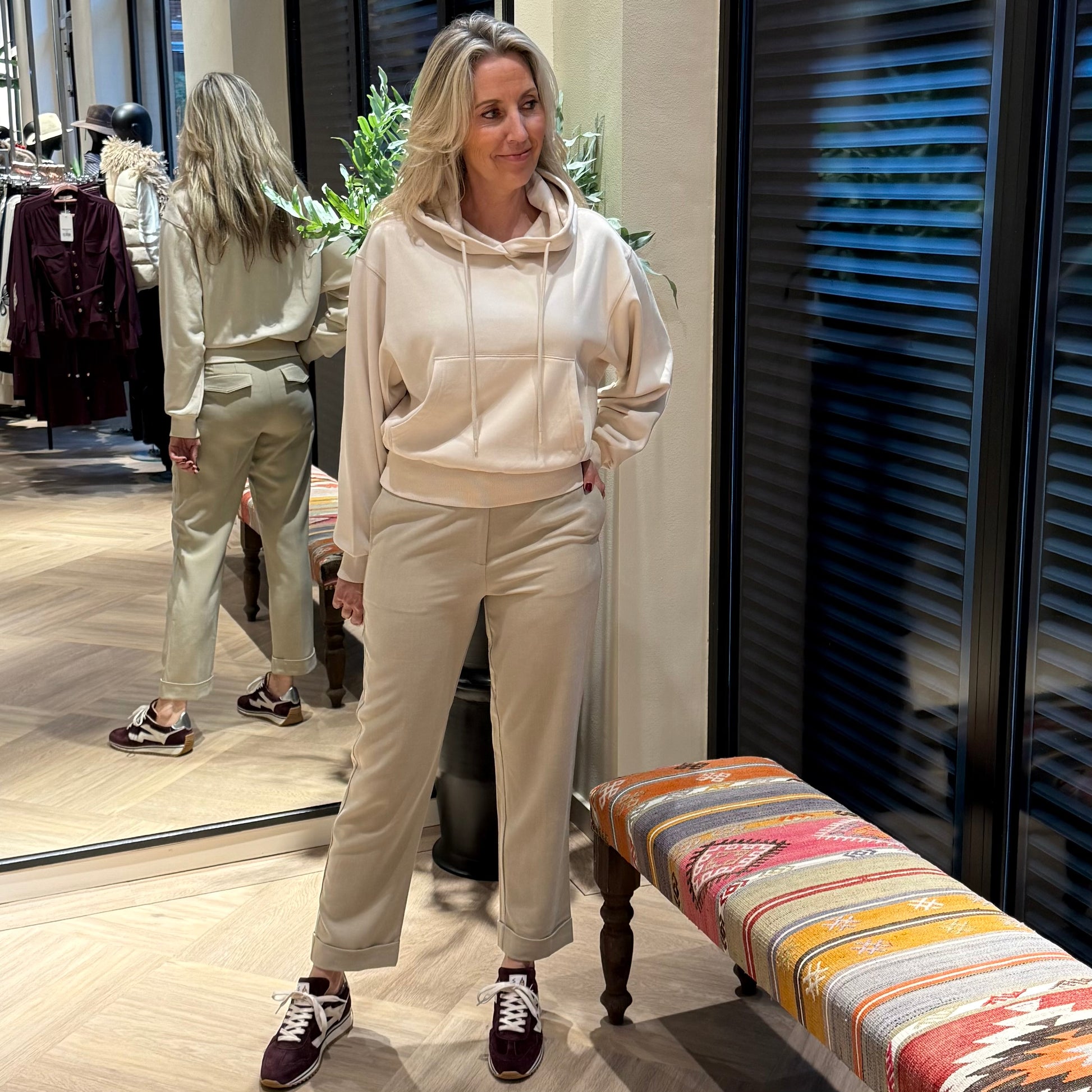 Yaya High Waist Broek Sand - Peet kleding