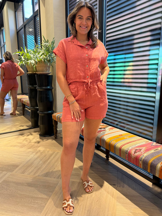 Short Jet Linnen Framboos - Peet kleding