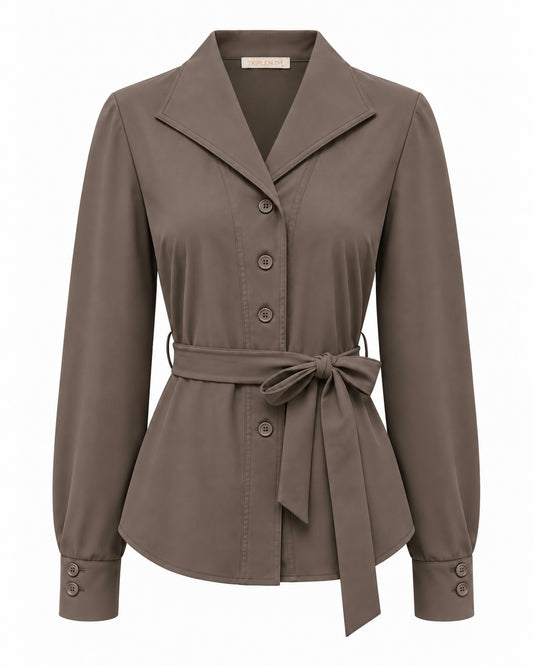 Triple Nine - Travel Blouse Charlot Taupe - 5949 - Peet kleding