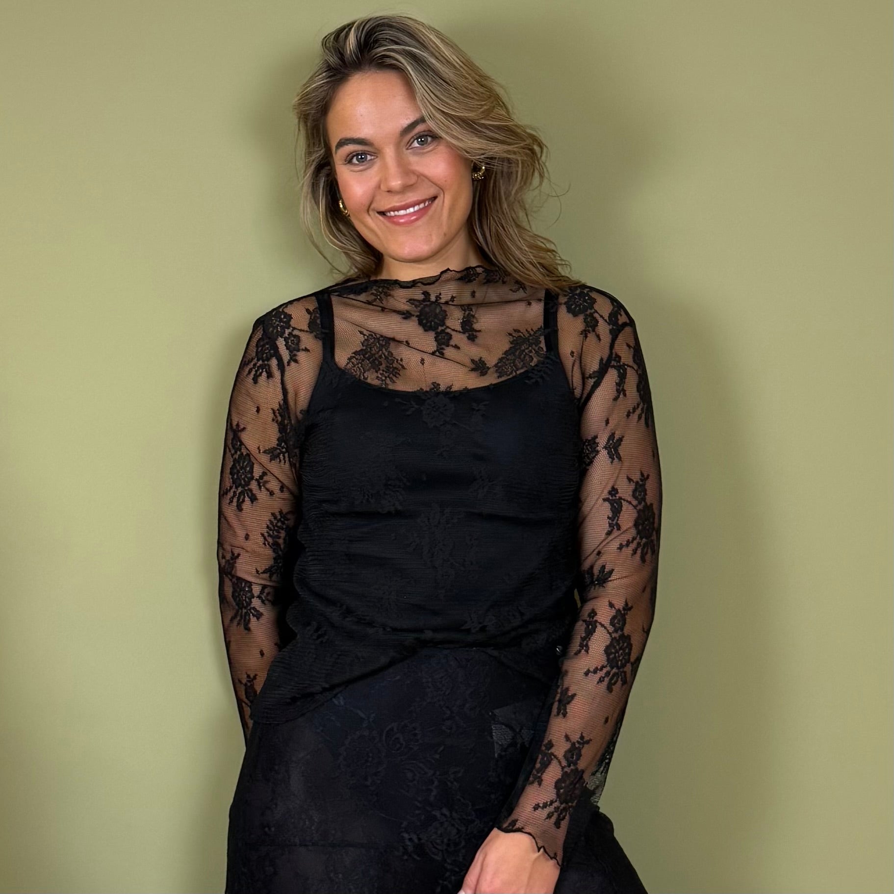 Ambika Top Kant Zwart - Peet kleding