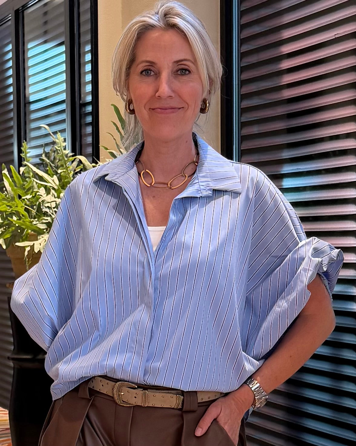 Blouse Lot Lichtblauwe Streep