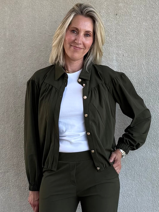Triple Nine - Travel Blouse Sasha Olijfgroen - 5951 - Peet kleding