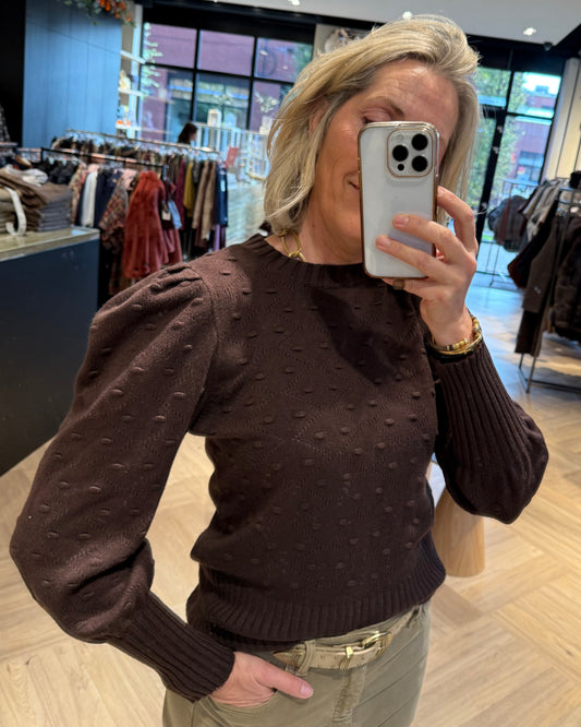 Trui Pearl Pofmouw Donkerbruin - Peet kleding