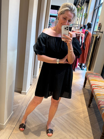 Jurk Maria Offshoulder Zwart - Peet kleding
