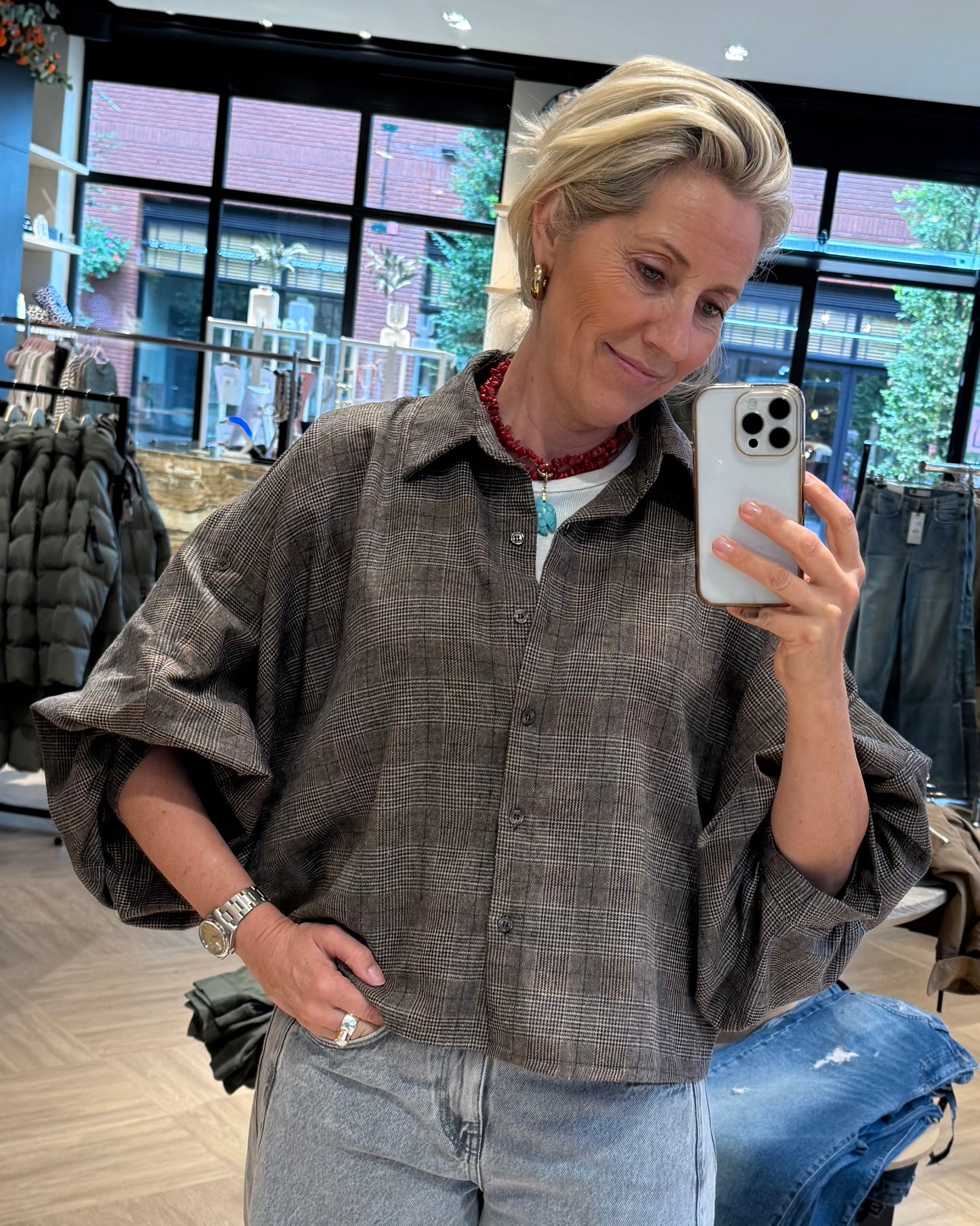 Blouse Roos Ruiten Bruin - Peet kleding