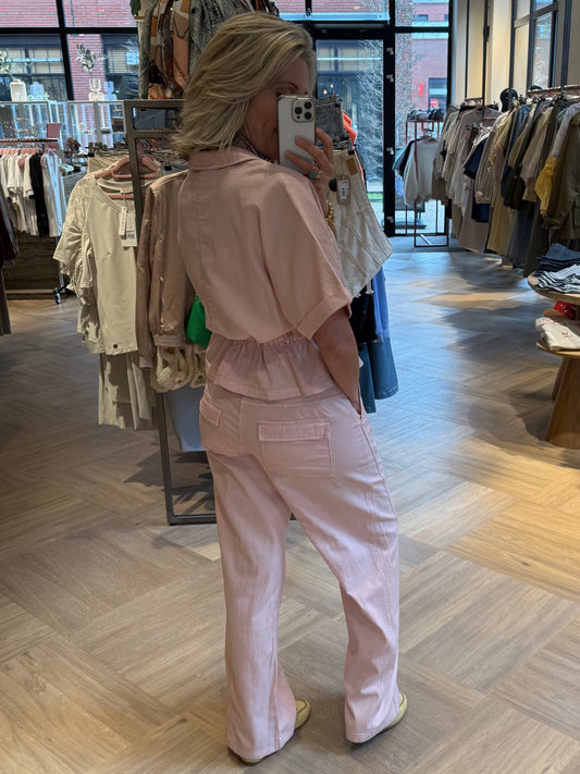 Red Button Broek Claudette Linnen Roze - Peet kleding