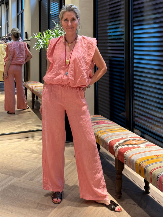 Blouse Linnen Boxy Roze - Peet kleding