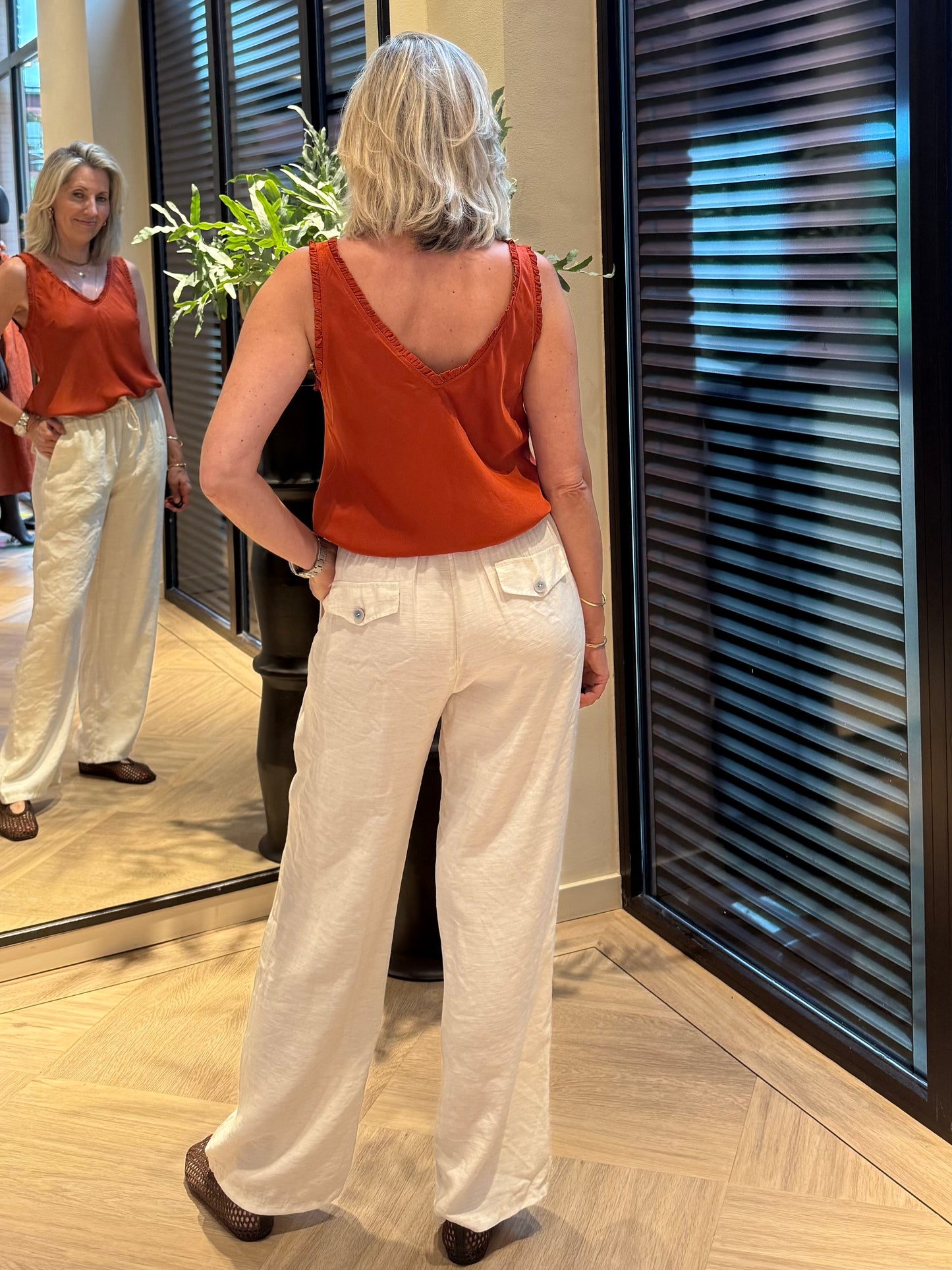 Broek Amy Wide Leg Offwhite