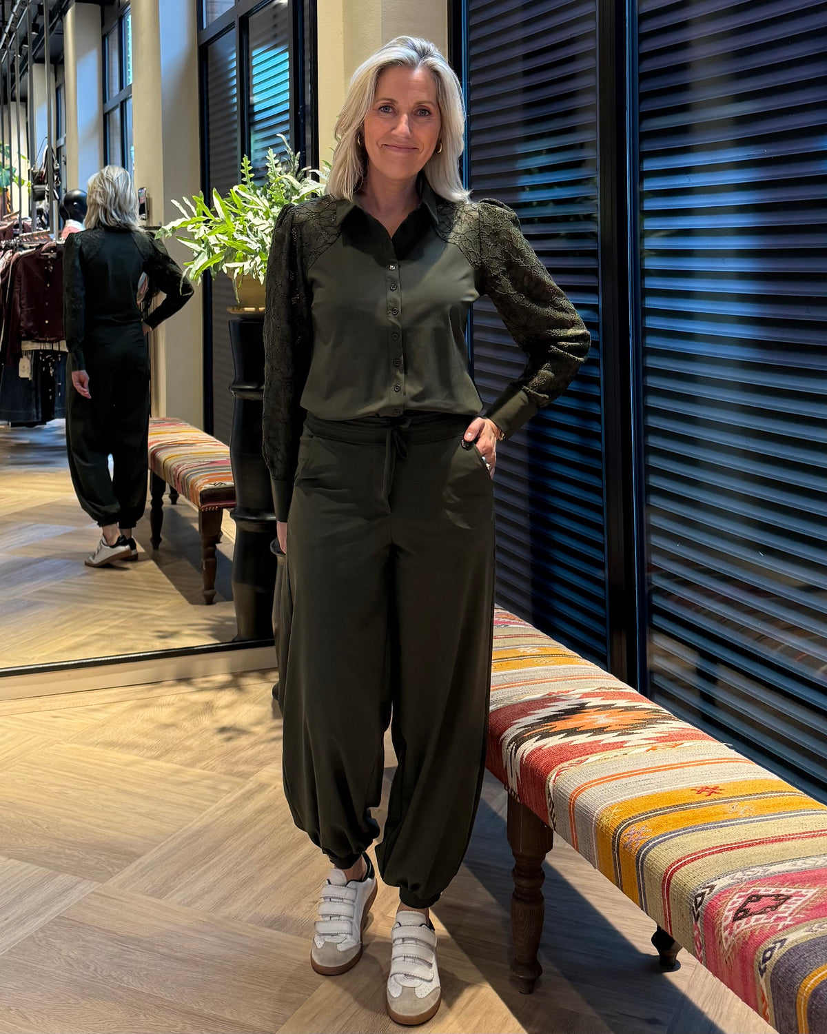 Triple Nine - Travel Blouse Milou Olijfgroen - 5954 - Peet kleding