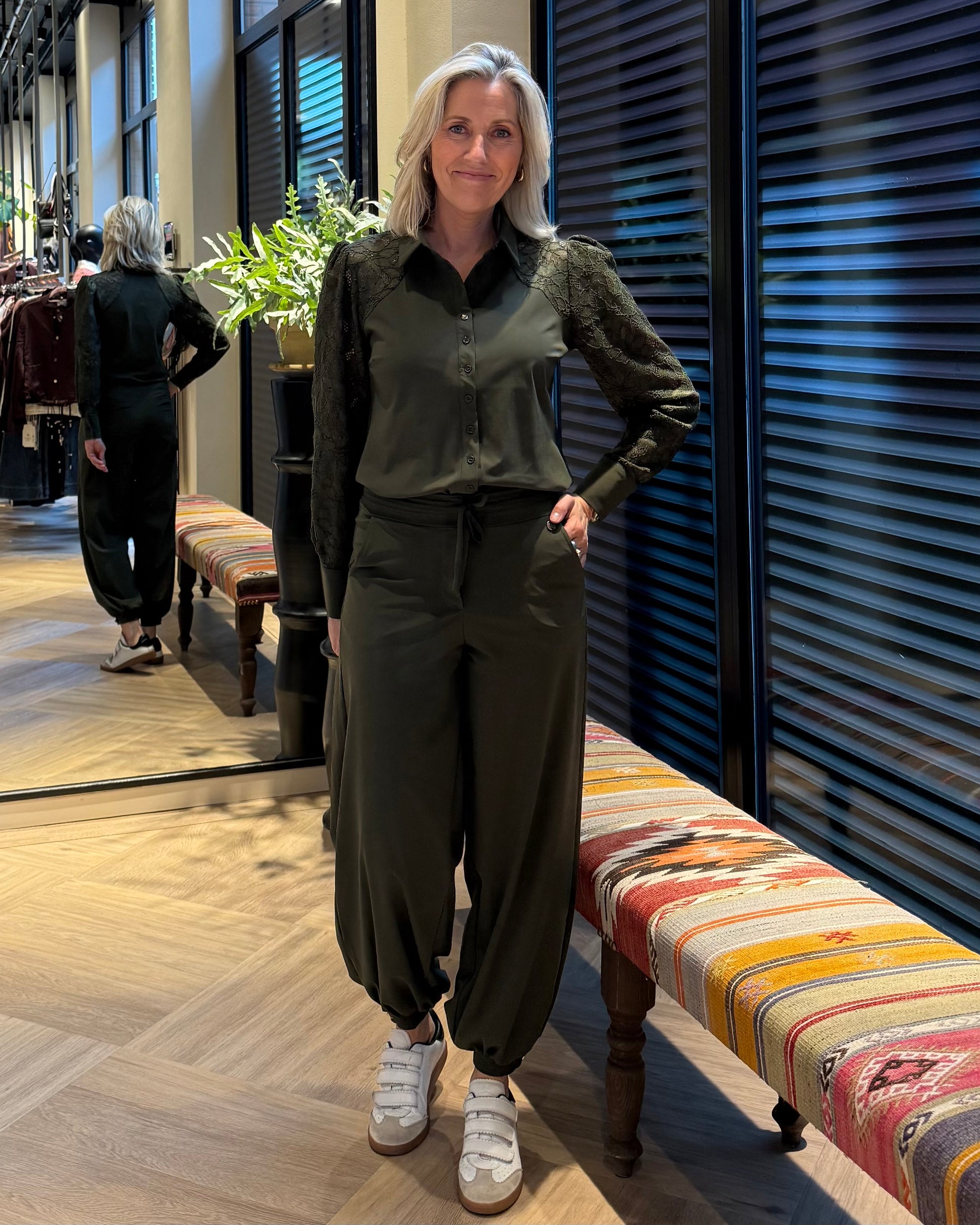 Triple Nine - Travel Blouse Milou Olijfgroen - 5954 - Peet kleding