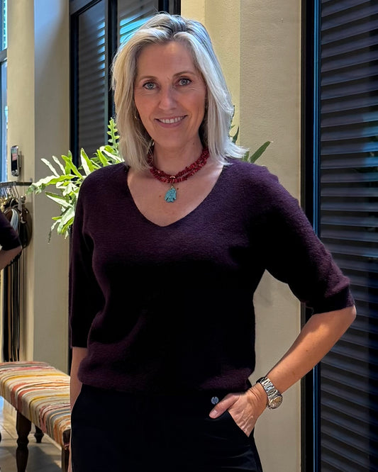 Triple Nine - Top Maartje Aubergine - Peet kleding