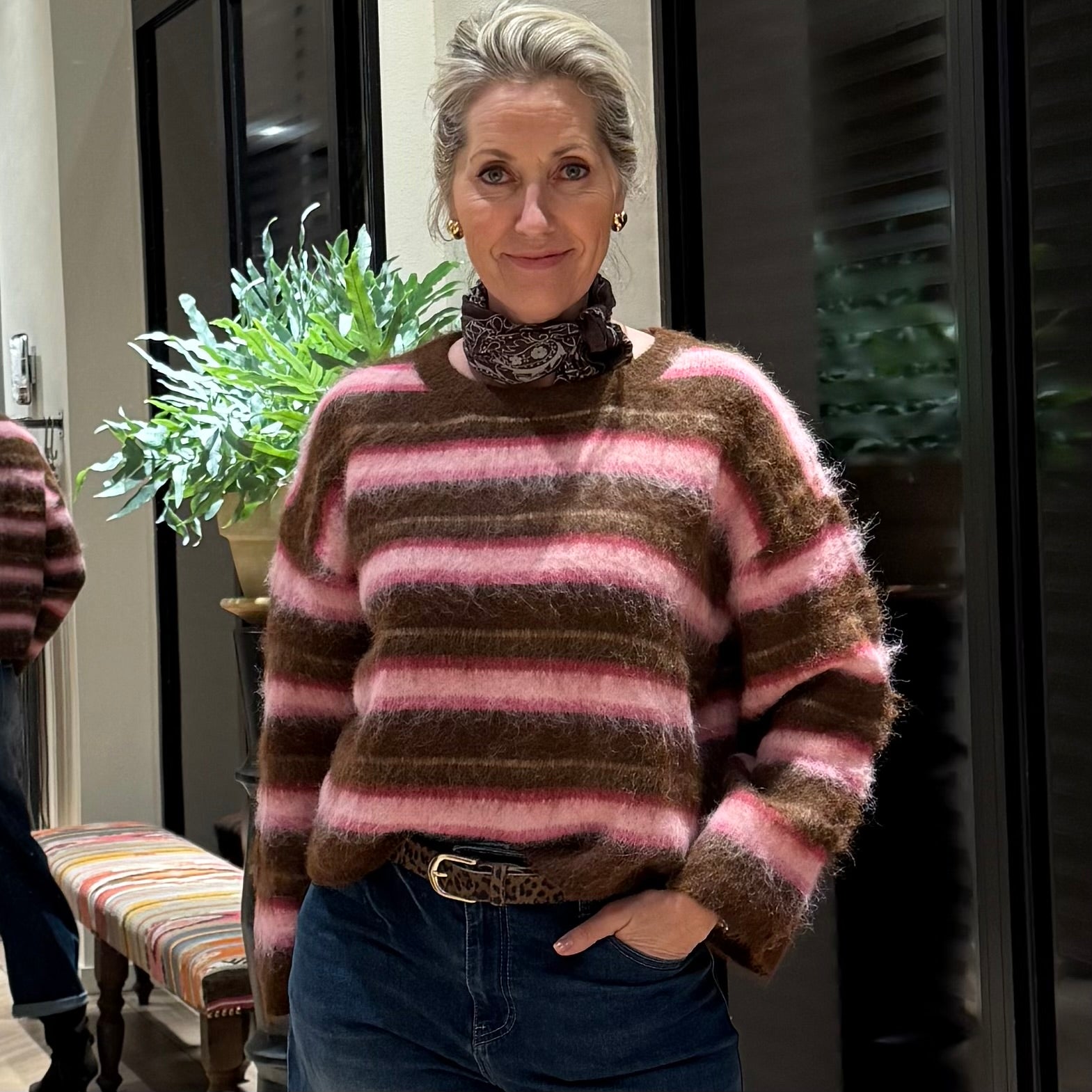 Azzurro Trui Stripes Roze - Peet kleding