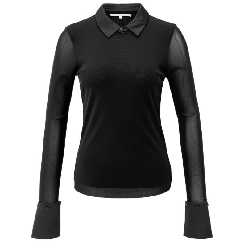 Yaya Mesh Top Zwart - Peet kleding