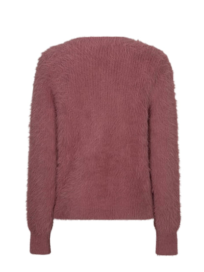 Red Button Vest Fuzzy Mauve