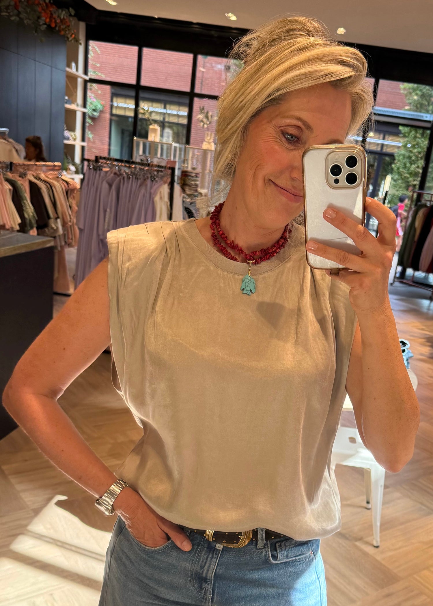 Yaya Top Silk Cashmere Grey - Peet kleding