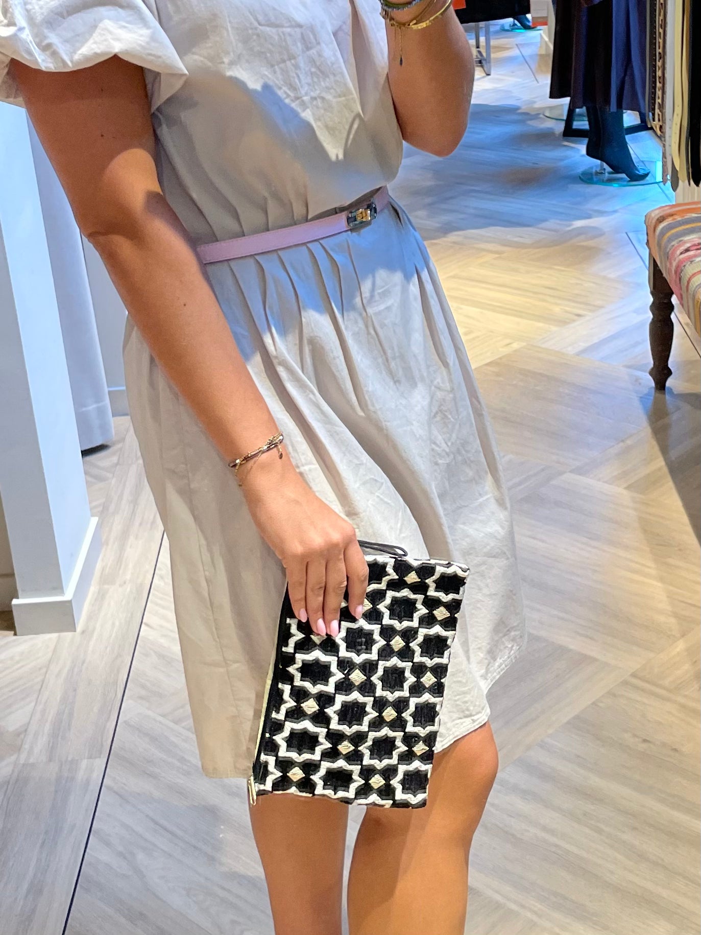 Make-up Tas Zelia Velour Print Zwart