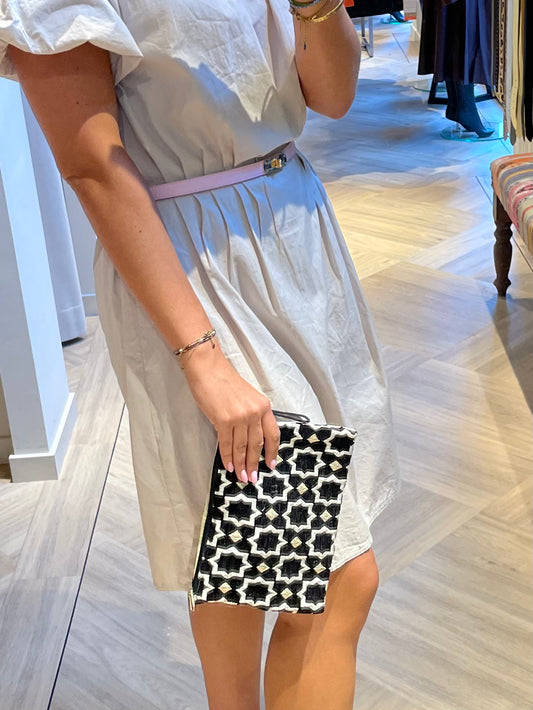 Make-up Tas Zelia Velour Print Zwart - Peet kleding