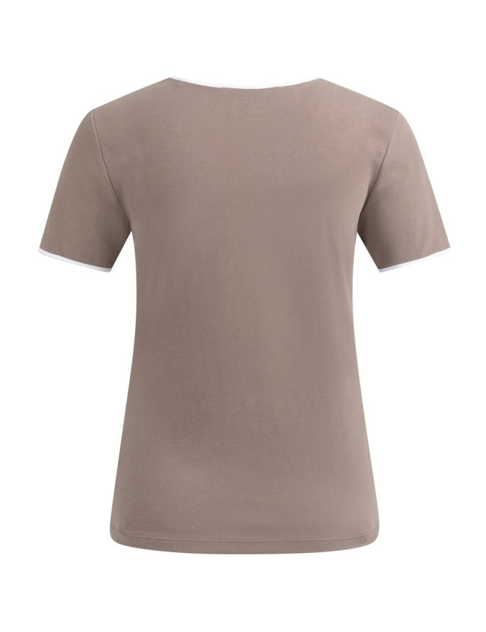 Yaya T-Shirt Taupe - Peet kleding