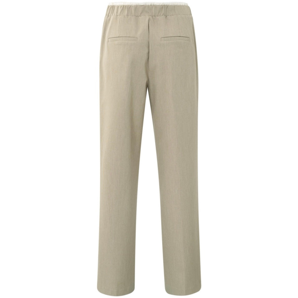 Yaya Wide Leg Contrast Band Sand - Peet kleding