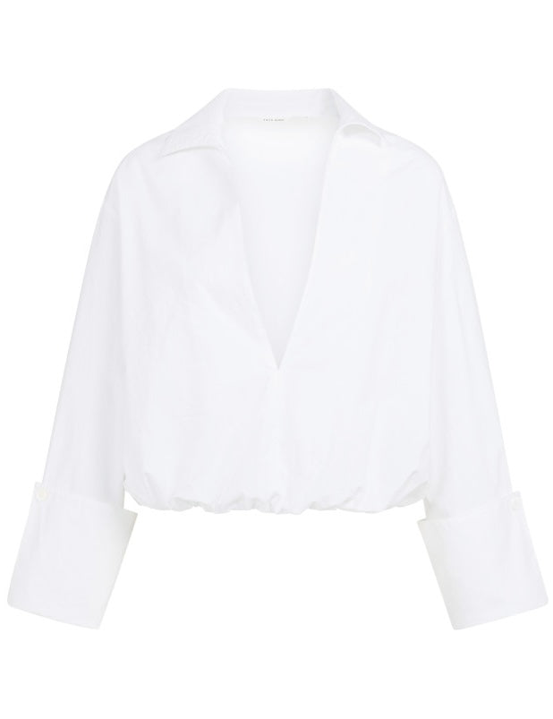 Yaya V-hals Blouse Balon Wit - Peet kleding