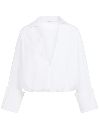 Yaya V-hals Blouse Balon Wit - Peet kleding