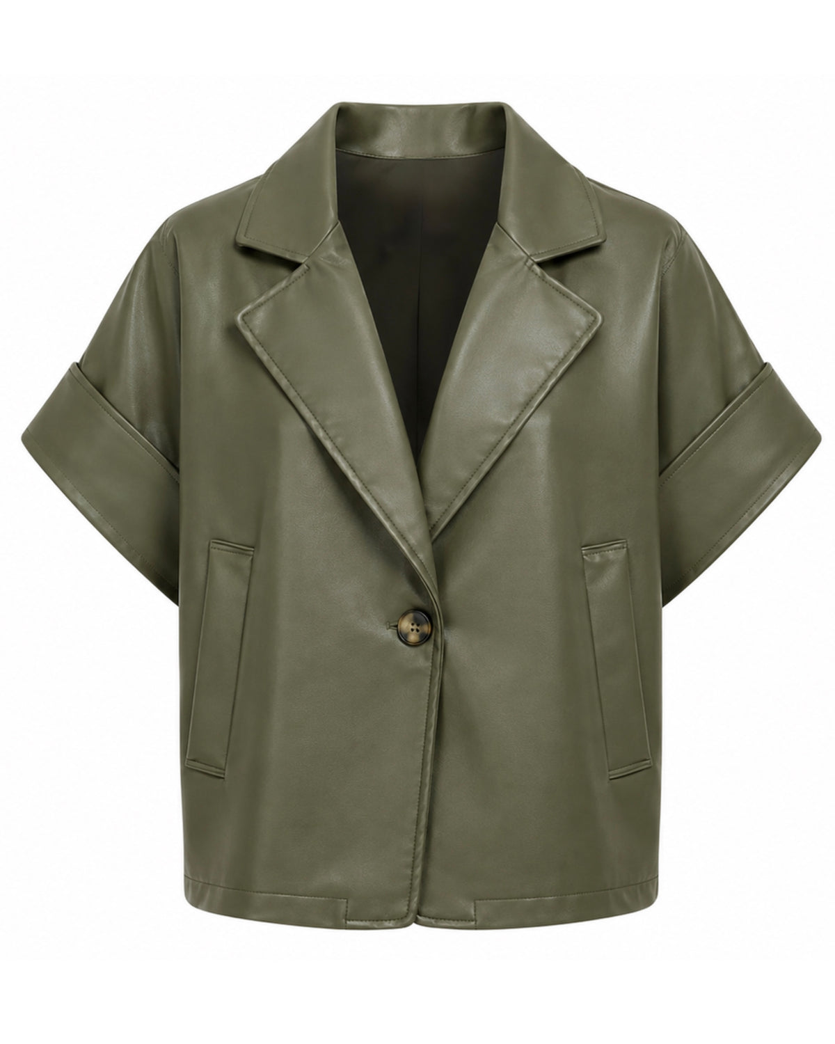 Faux Leather Jack Jona Olijfgroen - Peet kleding