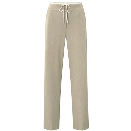 Yaya Wide Leg Contrast Band Sand