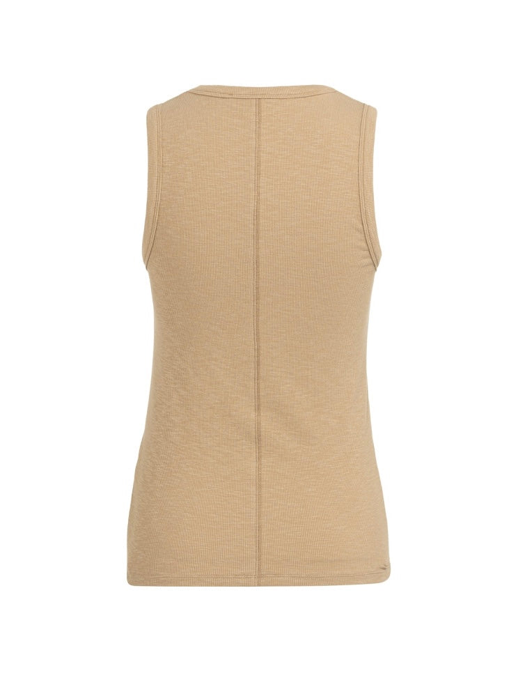 Yaya Singlet Rib Beige - Peet kleding