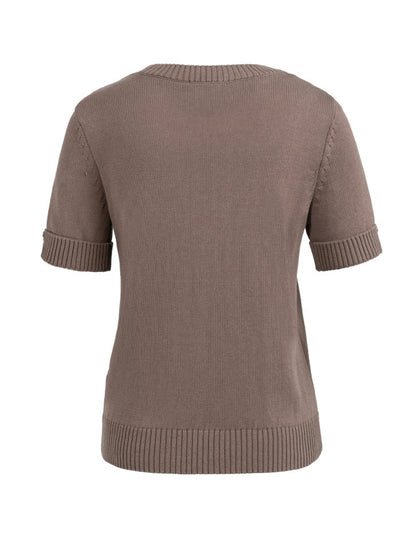 Yaya Trui Korte Mouw Taupe - Peet kleding