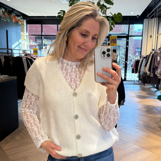 Gilet Nima Alpaca Ecru - Peet kleding