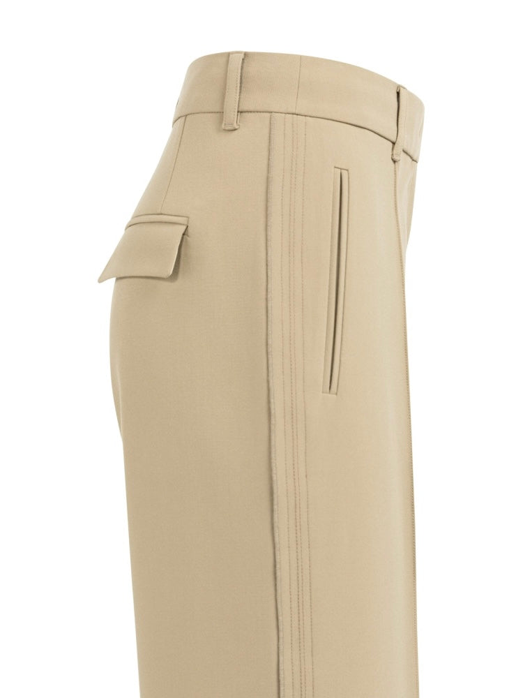 Yaya Wijde Pantalon Khaki - Peet kleding