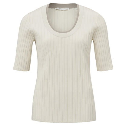 Yaya Half Sleeve Sweater Offwhite - Peet kleding