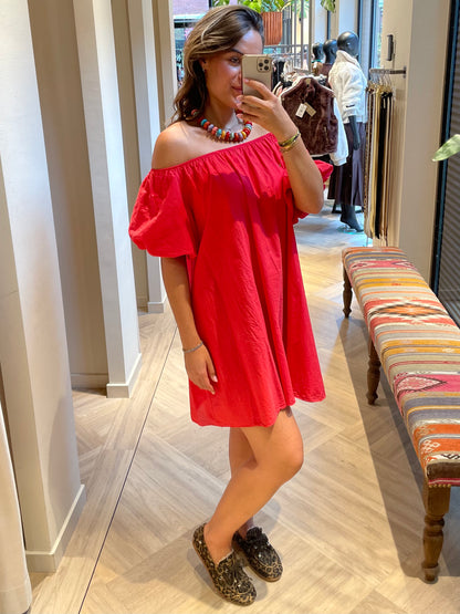 Jurk Maria Offshoulder Rood