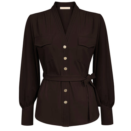Triple Nine - Travel Blouse Megan Donkerbruin - 5926 - Peet kleding